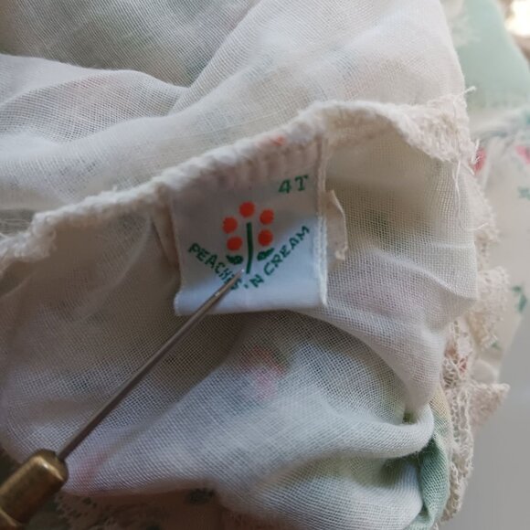 4T Girls 1970's Vintage Toddler Girls Floral Ruffle Boho Sundress USA Hippie - Picture 3 of 5